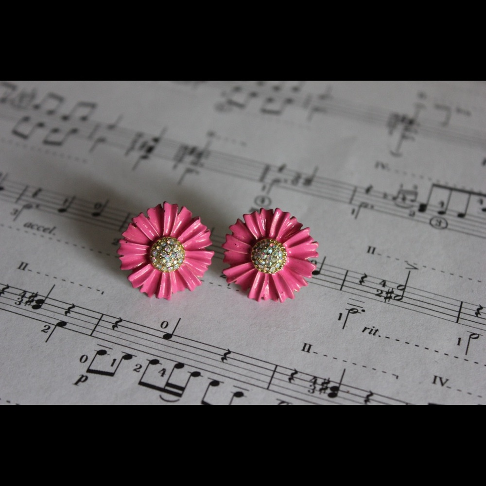 Betsey Johnson pink flower studs